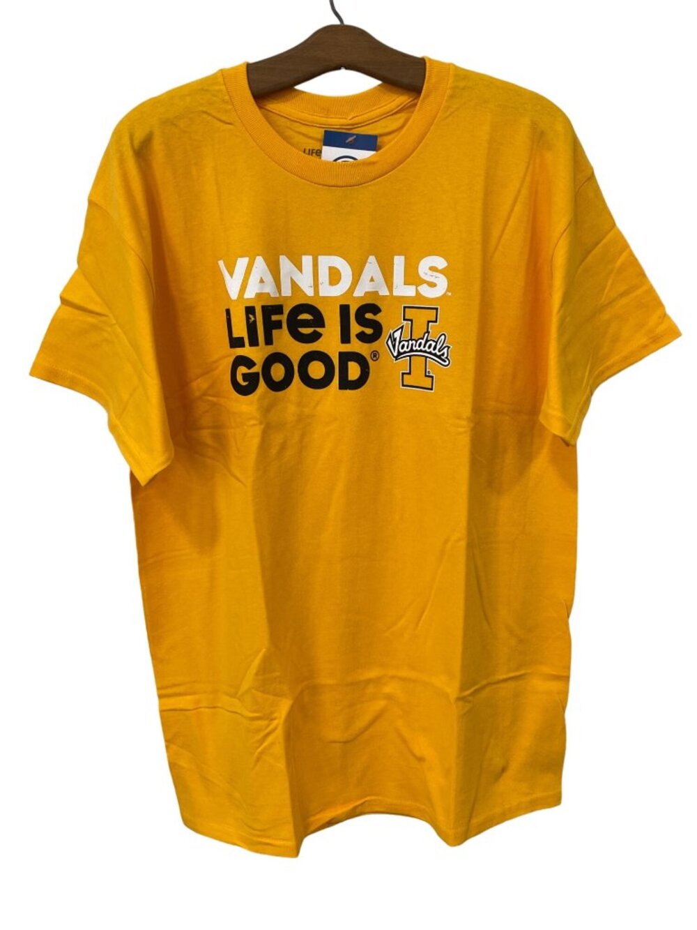 Life Is Good Blue 84 Graphic Tee Large Vandals Crewneck Gold Cotton College NEW